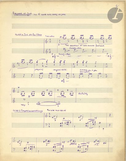 Georges AURIC (1899-1983). Manuscrit musical...