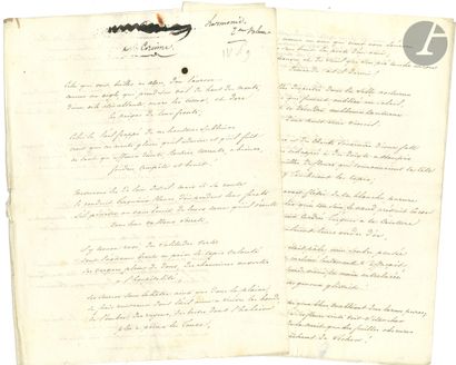null Alphonse de LAMARTINE. Poème autographe, À Corinne, Saint-Point 29 juillet 1829 ;...