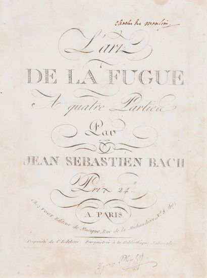 null Johann Sebastian BACH (1685-1750). The Art of the Four-Part Fugue (Paris, Vogt,...