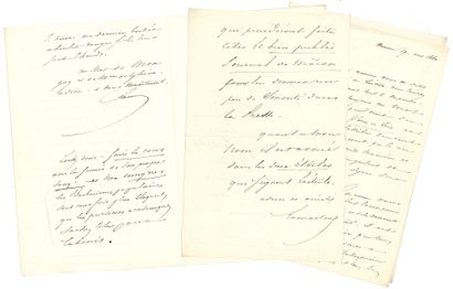null Alphonse de LAMARTINE. 2 manuscrits autographes signés (en tête à la 3e personne),...