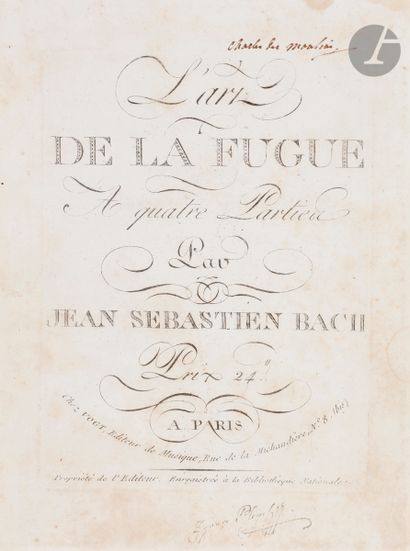 null Jean-Sébastien BACH (1685-1750). L’Art de la Fugue à quatre parties (Paris,...