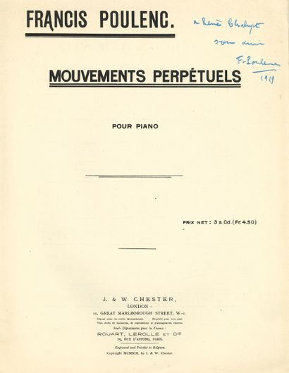 null Francis POULENC (1899-1963). 2 partitions imprimées avec dédicaces autographes...