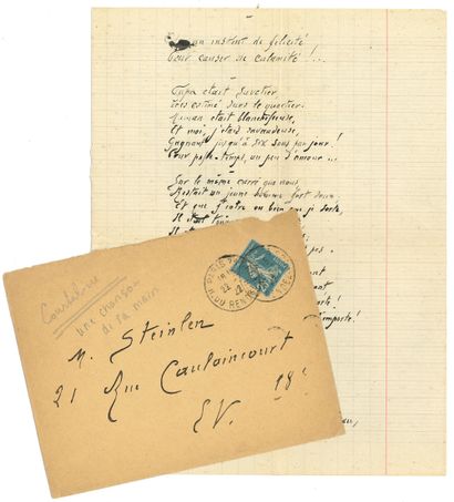 null Georges COURTELINE. Poème autographe, Qu’un instant de félicité peut causer...