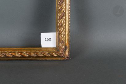 null Frame with reversed profile in carved and gilded wood with decoration of ribbons...