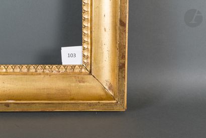 null Wood and gilded stucco frame with rais-de-coeur decoration. Beginning of the...