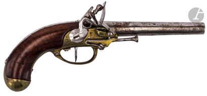 null Pistolet d’arçon à silex de Dragon modèle 1777 1er type. 


Canon rond à méplat...