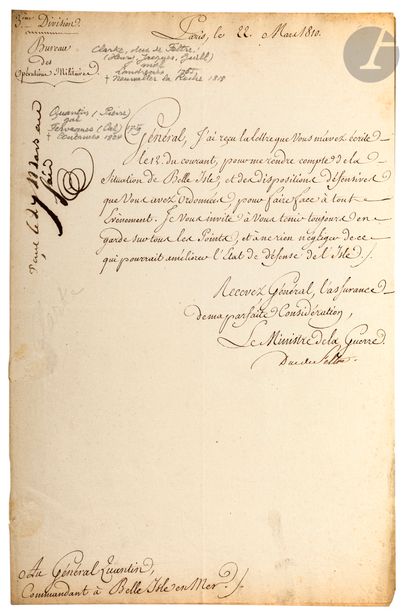 null CLARKE – GOUVION SAINT CYR 


Deux L.S. : 


- Une signée du maréchal Clarke,...