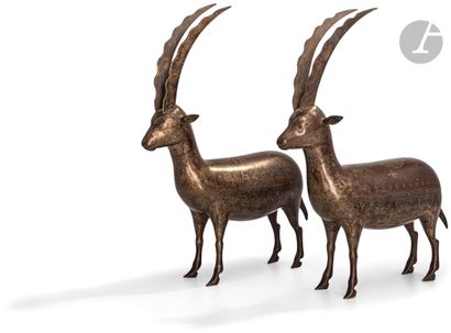 null Paire d’ibex en acier damasquiné, Iran qâjâr, XIXe siècle
Deux rondes-bosses...
