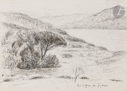 null André DUNOYER de SEGONZAC (1884-1974
)The Gulf of Saint-TropezInk
.
Signed lower...