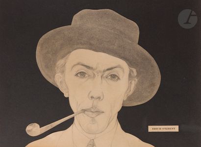  Erich Ohser dit E.O. PLAUEN (1903-1944) Portrait d’Éric O’Krent Collage, mine de...