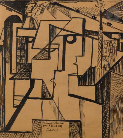 Joseph LACASSE (1894-1975) Le Dimanche au pays blanc, 1913 Encre. Signée, datée...