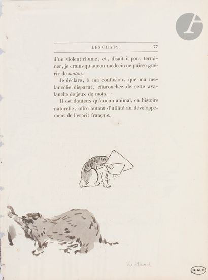 null Édouard VUILLARD (1868-1940
)A woman annoys a cat with a ball of thread (on...