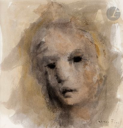 null Léonor FINI (1908-1996)
Visage
Encre et aquarelle.
Signée en bas à droite.
32...