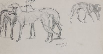  André MAIRE (1898-1984) Étude de chiens, 1938 Mine de plomb. Signée et datée en...