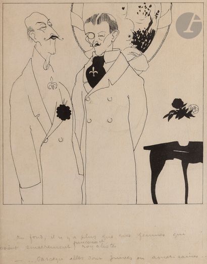  Paul IRIBE (1883-1935) Les Royalistes Encre. Non signée. 30,5 x 23 cm