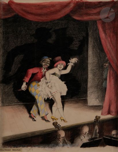 null Otto NÜCKEL (1888-1956)
Danseurs de cabaret
Aquarelle et crayon noir.
Porte...