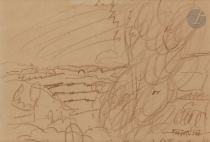  Pierre BONNARD (1867-1947)
Paysage
Sanguine.
10,5 x 17 cm Gazette Drouot