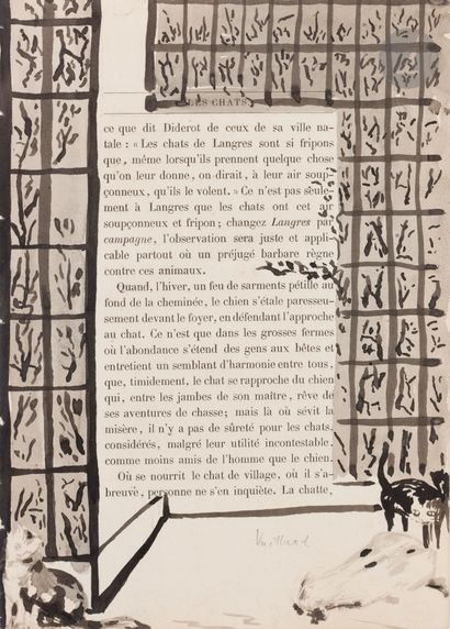 null Édouard VUILLARD (1868-1940)
Une femme agace un chat avec une pelote de fil...