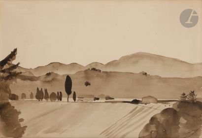  André DERAIN (1880-1954) Paysage Lavis d’encre. Signé en bas à droite. 34 x 50 cm...