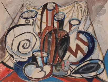 null Henry de WAROQUIER (1881-1970
)Still life, 1910Gouache
and pen on paper mounted...