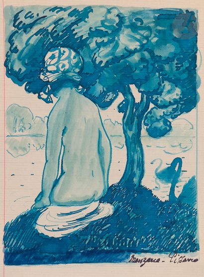null Georges MANZANA-PISSARRO (1871-1961)
Baigneuse et cygnes
Encre bleue.
Signée...
