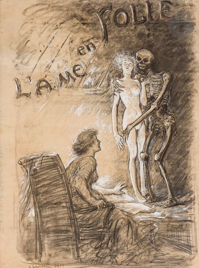 null Charles LÉANDRE (1862-1934)
L’Âme en folie, 1919
Fusain et rehauts de gouache...
