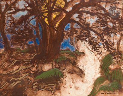 null Sigismond JEANÈS (1862-1952)
Lueurs à travers la forêt
Pastel et aquarelle.
Signé...
