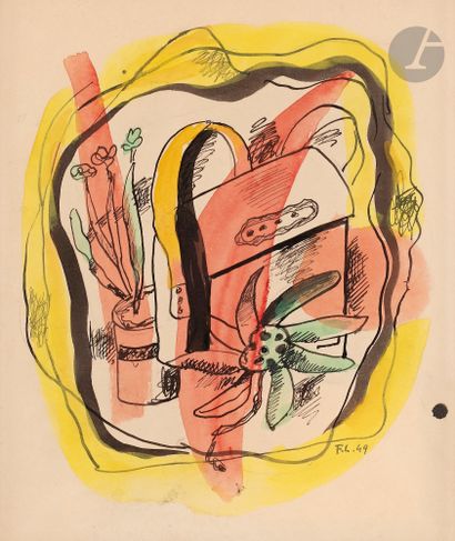 null Fernand LÉGER (1881-1955)
Composition aux plantes, 1949
Aquarelle et encre de...