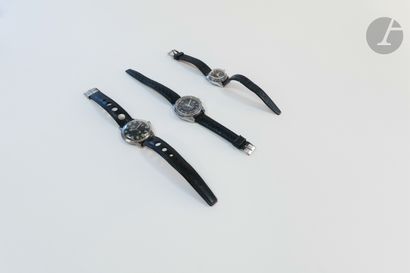 null Lot composé de 3 montres bracelet en acier dont deux YEMA et une PHILIPPE.