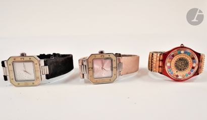 null Lot composed of three women's wrist watches. Two watches from Mauboussin in...