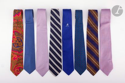 null Ensemble de 8 cravates en soie : BREUER, RICHEL, BERTEIL, PINK. Bon état