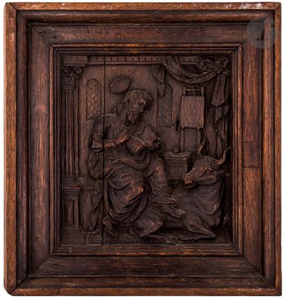 null Set of woodwork elements :
Two panels representing Saint John and Saint Matthew
H...