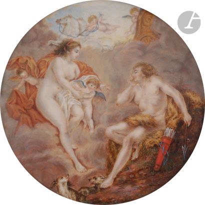 null 
19th century FRENCH school



Diana discovering the beautiful sleeping Endymion



Miniature...