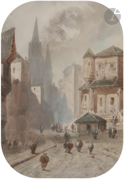 Eugène CICÉRI (1813-1890) Scène de ville...