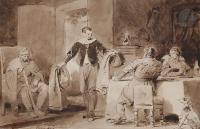 Attribué à Henri DE BRAEKELEER 
(1840-1888)
Scène...