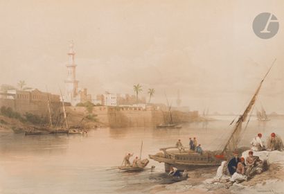  David Roberts (1796-1864) [after ]View on the Nile, ferry to Giza - Convent of St...