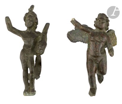 null Five statuettes including two Eros, a figure wearing the Pschent, an element...