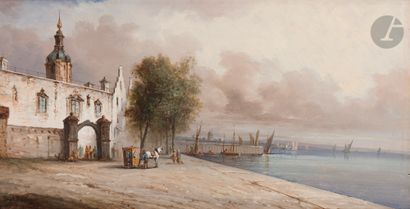  Ferdinand BONHEUR (1817-1887 )Turkish Visit in HollandOil on panel. Signed lower...