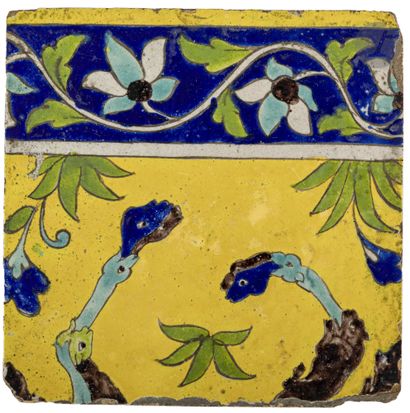 null Composition de douze carreaux au dromadaire composite, Iran qâjâr, XIXe siècle
En...