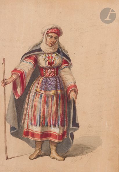 ALBERS (XIXth century )Oriental WomanWatercolor...