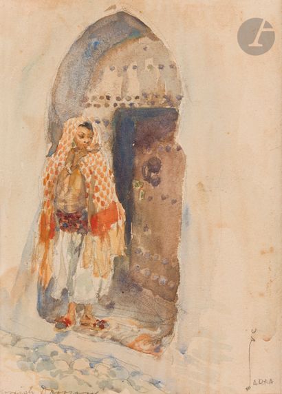  Charles Nicolas SARKA (1879-1960 )Moorish DoorWatercolor . Titled lower left and...