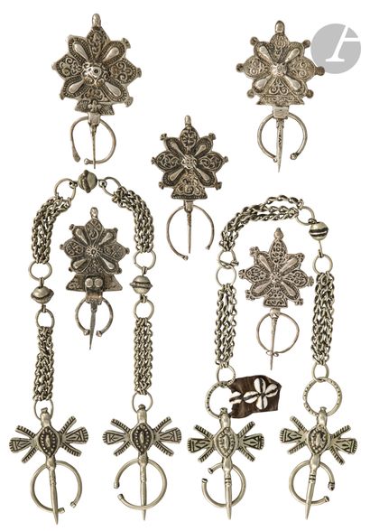 Two pectoral ornaments and five fibulae,...