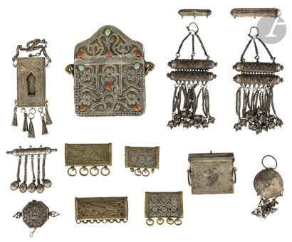 null Set of fourteen talismanic cases from various regions, XIXth - XXth century...