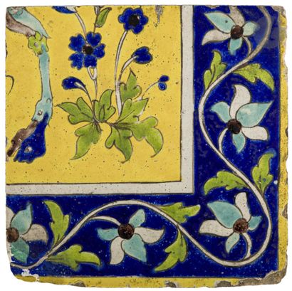 null Composition of twelve tiles with a composite dromedary, Iran qâjâr, 19th
centurySiliceous...