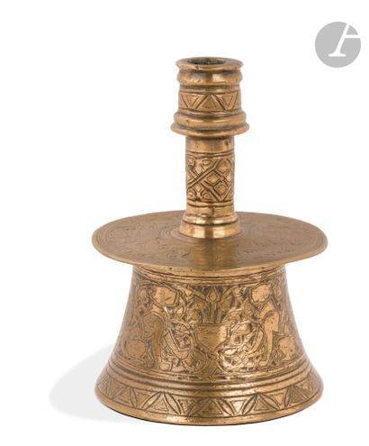 null Mamluk candlestick decorated with griffins and coat of arms, Near East, probably...