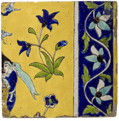 null Composition of twelve tiles with a composite dromedary, Iran qâjâr, 19th
centurySiliceous...