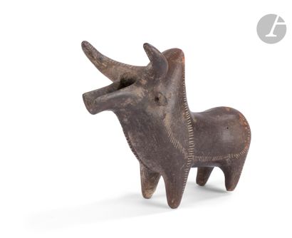 Vase in the form of a bull (or zebu) with...