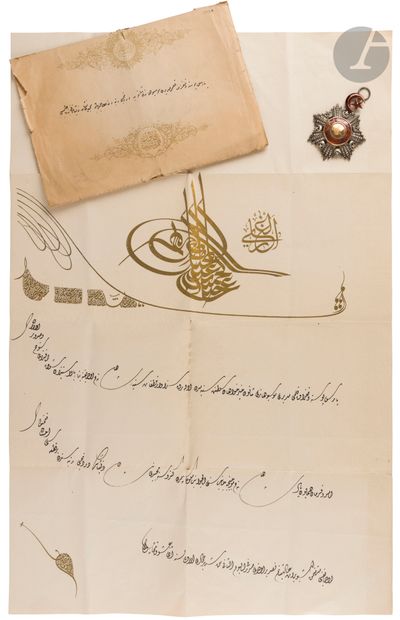 null Décoration de chevalier et diplôme de l’Ordre du Medjidié (fondé en 1268 H/1851),...