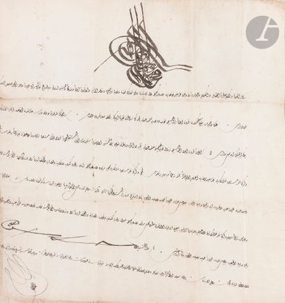 Firman ottoman à la tughra du sultan Mahmud...