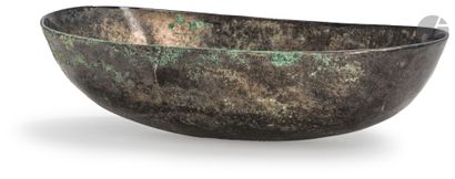 Naviform cupPersia , Sassanid period. Bronze....